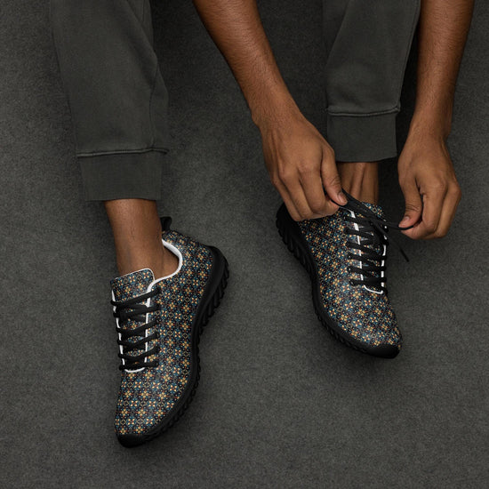 Geometric All-Over Pattern Men’s Athletic Shoes – Trendy, Comfortable, Stylish Casual Sneakers for Everyday Wear & Sports