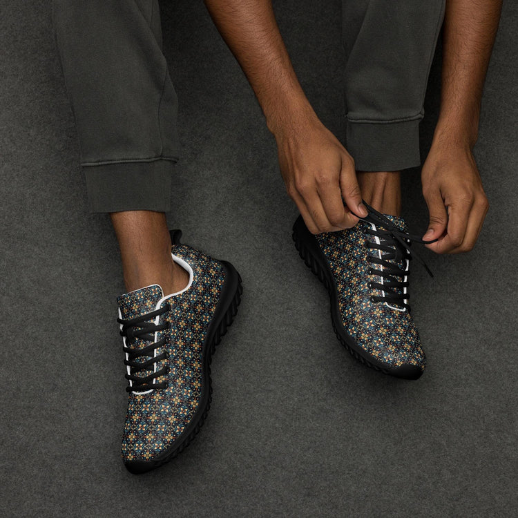 Geometric All-Over Pattern Men’s Athletic Shoes – Trendy, Comfortable, Stylish Casual Sneakers for Everyday Wear & Sports
