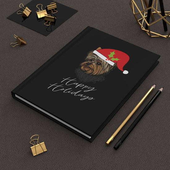 Xmas Yorkie Design Hardcover Journal | Yorkie Puppy Daily Notebook | Holiday Inspired Journal | Perfect Xmas Gift | Personal Journal