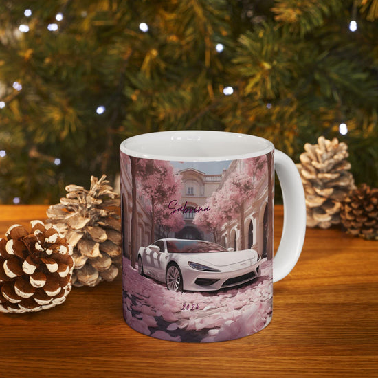 Artistic Exotic Car Ceramic Mug, Personalized White Sexy Lamborghini 11oz Mug, Car Lover Gift, Fancy Cup, Great Gift Idea, Custom Auto