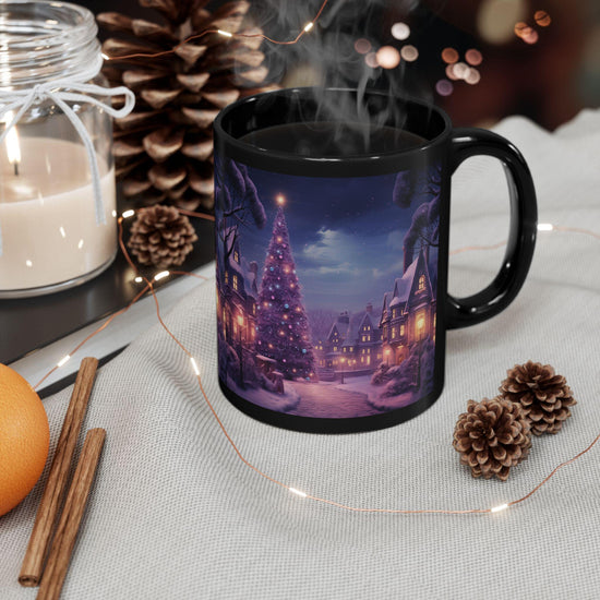 Purple Xmas Mug, Holiday  Festive Office Designer Mug, 11oz Executive & Decorative Cup, Gift for Coworker