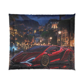 Luxury Sports Car Comforter, Modern Bedroom Decor, Automotive Enthusiast Gift, Cozy Bedding Set, Unique Car-Themed Quilt, Red Lambo