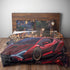 Luxury Sports Car Comforter, Modern Bedroom Decor, Automotive Enthusiast Gift, Cozy Bedding Set, Unique Car-Themed Quilt, Red Lambo