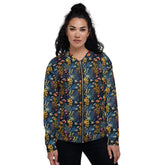 Unique Floral Pattern Stylish Bomber Jacket – All-Over Print 3D Threaded Design, Casual & Evening Wear, Trendy Floral Bomber, Perfect Gift