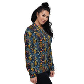 Unique Floral Pattern Stylish Bomber Jacket – All-Over Print 3D Threaded Design, Casual & Evening Wear, Trendy Floral Bomber, Perfect Gift