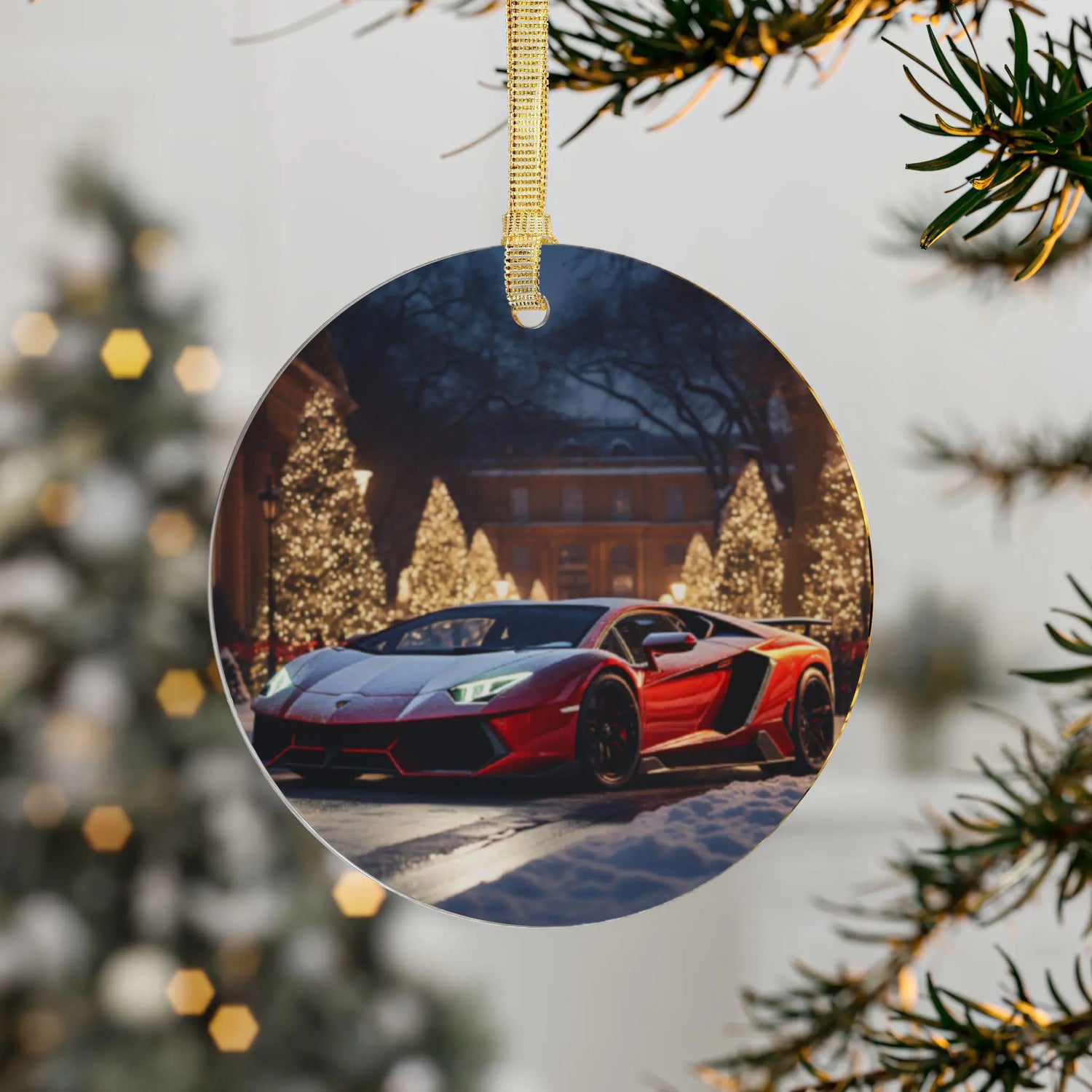 Acrylic Ornaments, Red lamborghini, Holiday Design, Designer ornament, Luxury Ornament, Christmas tree ornament, Christmas Decor The Aurora Touch