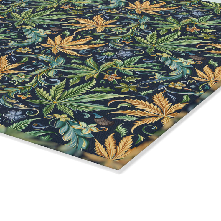 Artisan Floral Glass Cutting Board - Elegant Kitchen Decor, Gift for Foodies, Housewarming, Cooking Essentials, Unique Home Decor