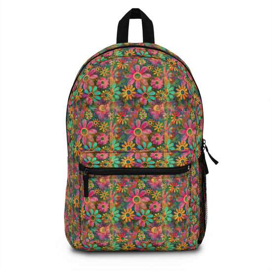Bohemian Floral Backpack, Colorful School Bag, Trendy Tote for Students, Eco-Friendly Travel Pack, Gift for Nature Lovers