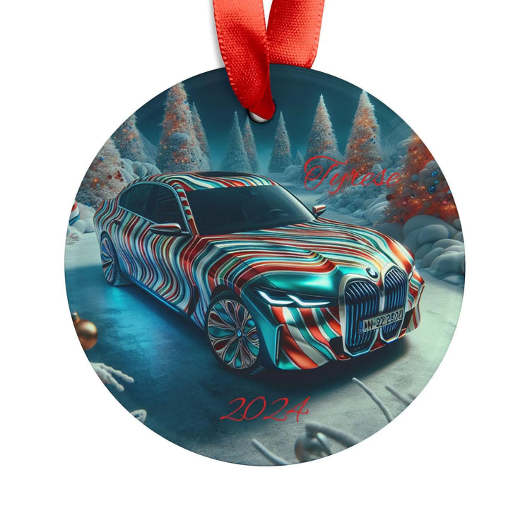 Colorful Car Acrylic Ornament with Ribbon, Festive BMW Christmas Decor, Holiday Gift, Unique Tree Decoration, 2024 Keepsake The Aurora Touch