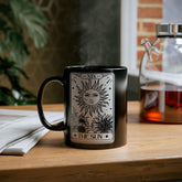 Celestial Black Mug - The Sun Tarot Card Coffee Cup, Mystical Psychic Gift, 11oz 15oz Mug, Tarot Card Readings, Mystic Drinking Cup