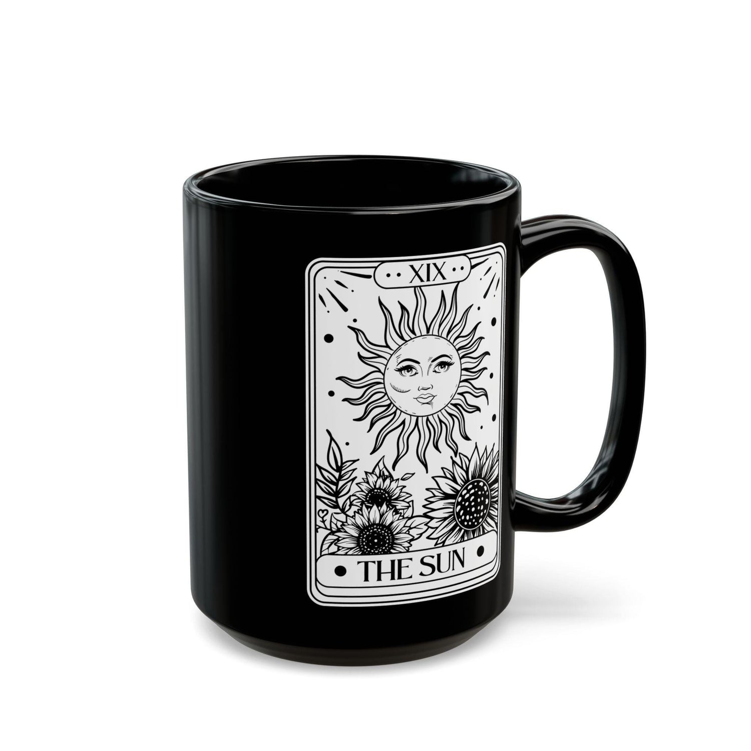 Celestial Black Mug - The Sun Tarot Card Coffee Cup, Mystical Psychic Gift, 11oz 15oz Mug, Tarot Card Readings, Mystic Drinking Cup