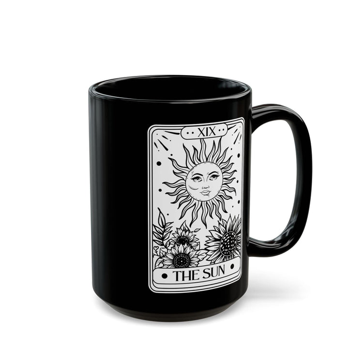 Celestial Black Mug - The Sun Tarot Card Coffee Cup, Mystical Psychic Gift, 11oz 15oz Mug, Tarot Card Readings, Mystic Drinking Cup