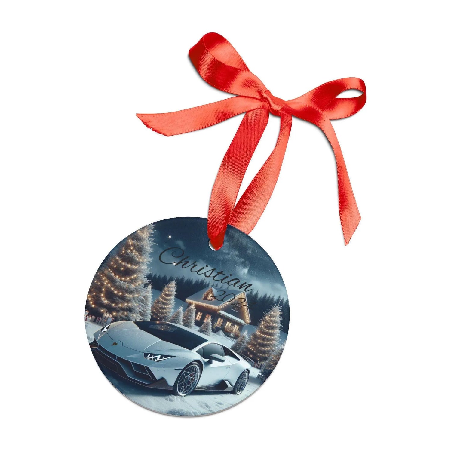 Personalized Acrylic Ornament with Car Design, Custom Holiday Decoration, Unique Gift for Car Lovers, Tree Decor, Keepsake, Lamborghini The Aurora Touch