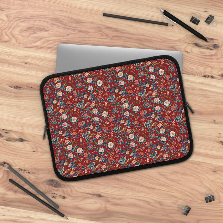 Bohemian Floral Laptop Sleeve, Chinioise Stylish Tech Organizer, Gift for Students, Work & Travel Accessory, Computer Case