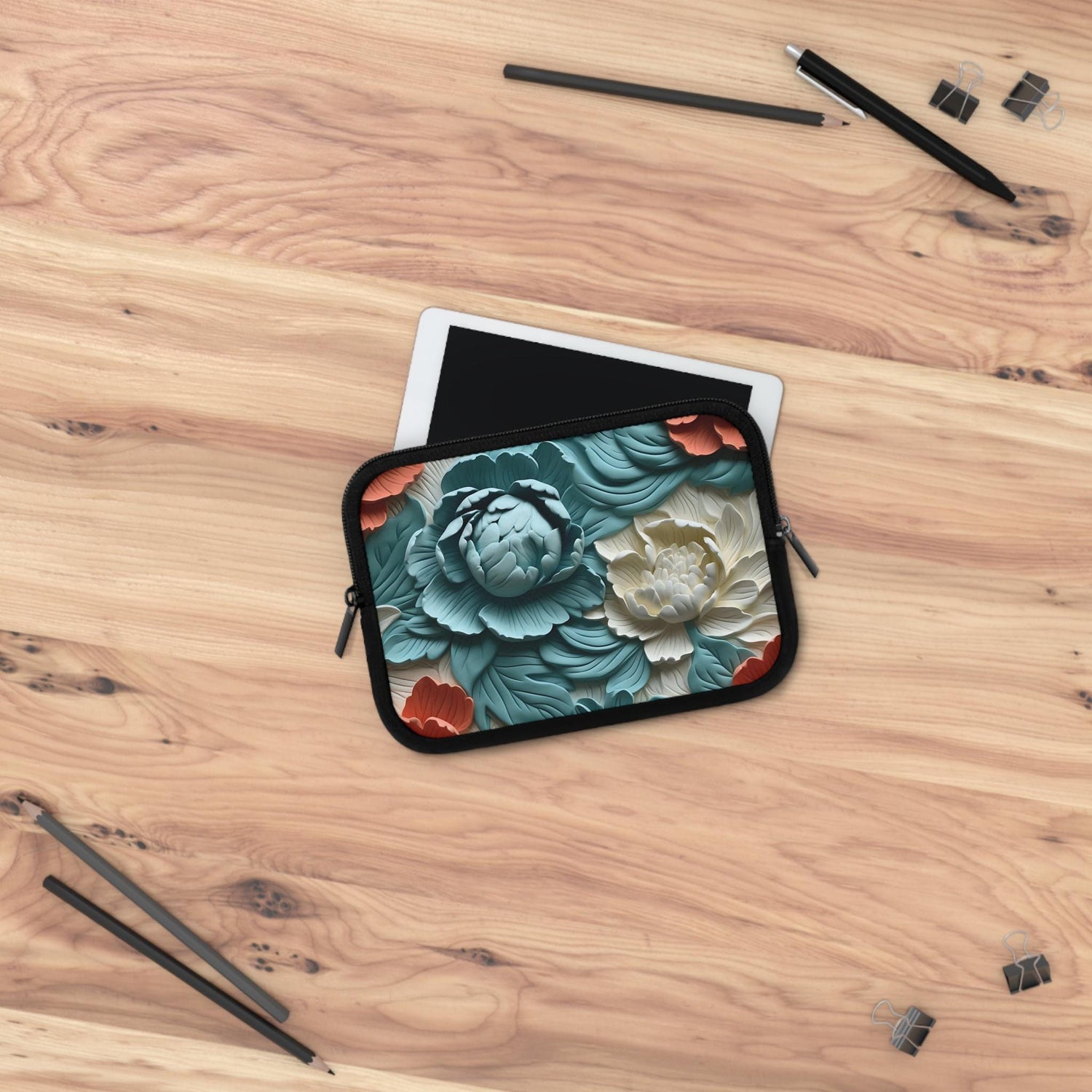 Floral Laptop Sleeve- Stylish Tech Accessory for Home, Office or Travel, Perfect Gift for Students or Professionals, 3D Vibrant Nature