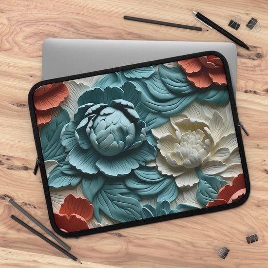 Floral Laptop Sleeve- Stylish Tech Accessory for Home, Office or Travel, Perfect Gift for Students or Professionals, 3D Vibrant Nature