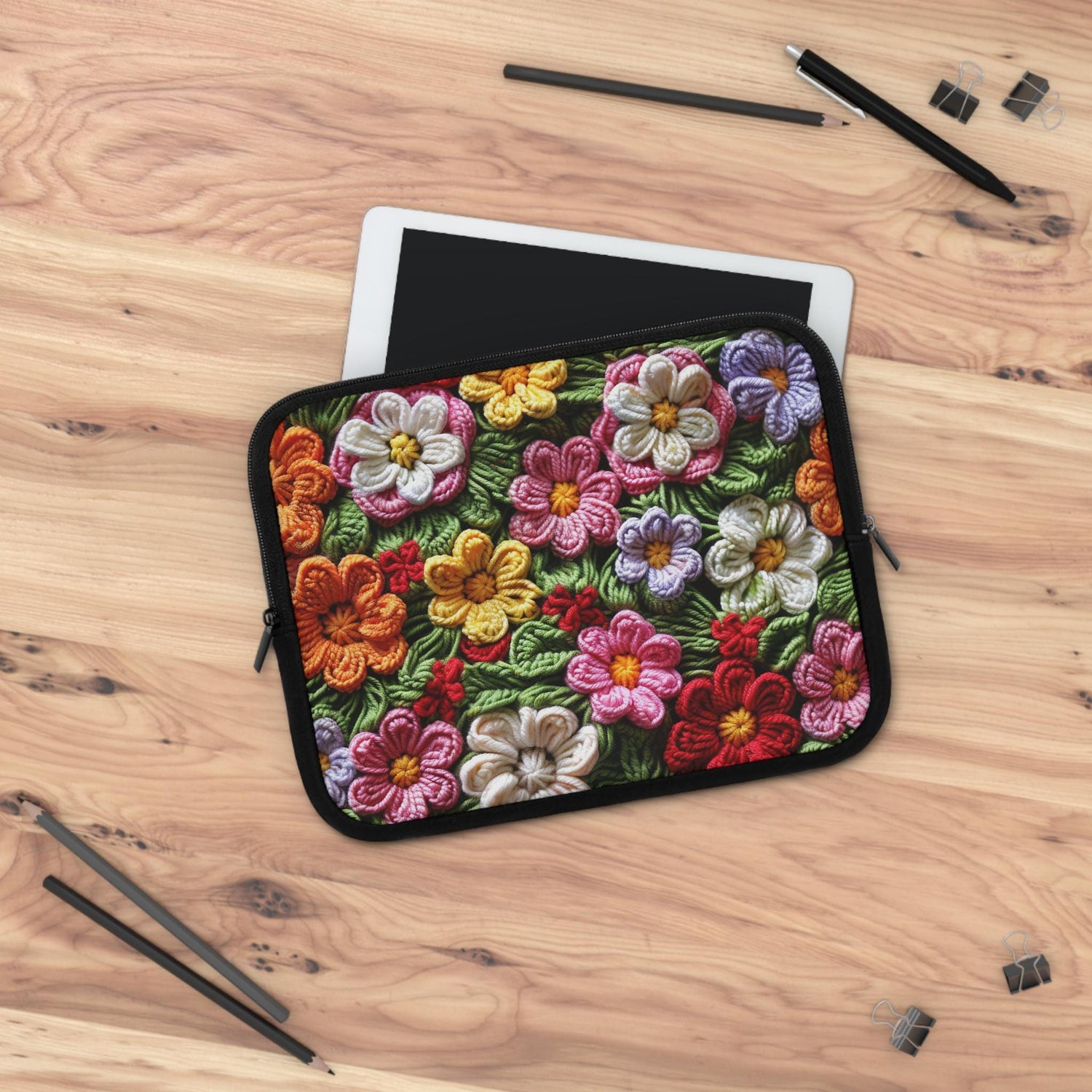 Floral 3D Embroidered Laptop Sleeve, Stylish Tech Case, Laptop Bag, Gift for Her, Cute Computer Sleeve, Spring Accessories