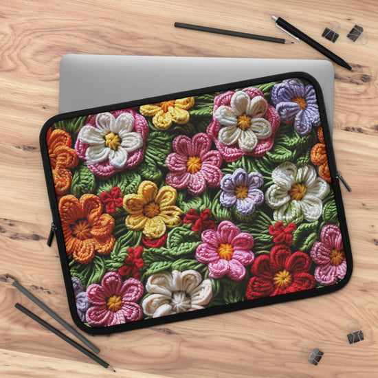 Floral 3D Embroidered Laptop Sleeve, Stylish Tech Case, Laptop Bag, Gift for Her, Cute Computer Sleeve, Spring Accessories
