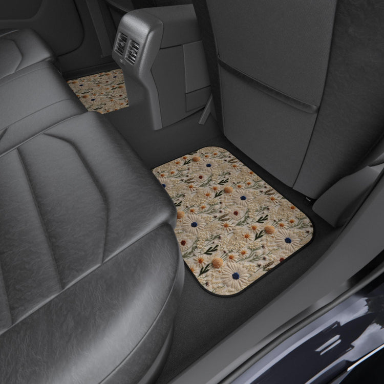 Floral Car Mats Set of 4, Elegant Car Accessories, Nature Inspired Vehicle Decor, Gifts for New Car Owners, Flower Design Floor Mats