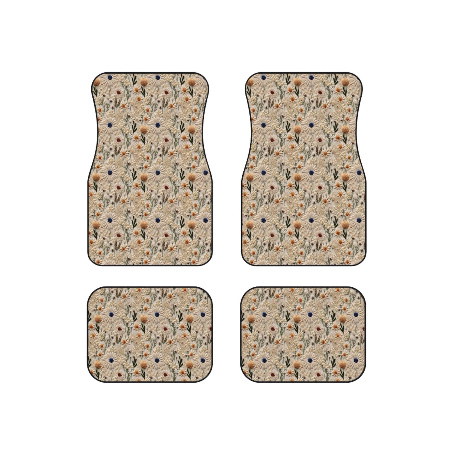 Floral Car Mats Set of 4, Elegant Car Accessories, Nature Inspired Vehicle Decor, Gifts for New Car Owners, Flower Design Floor Mats