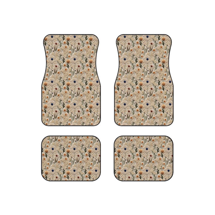 Floral Car Mats Set of 4, Elegant Car Accessories, Nature Inspired Vehicle Decor, Gifts for New Car Owners, Flower Design Floor Mats