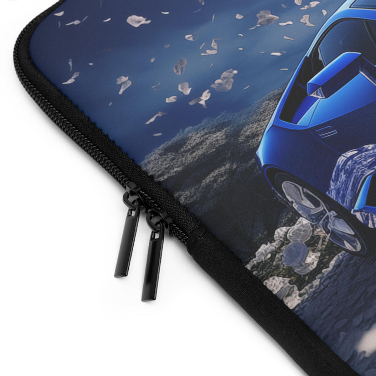 Personalized Car Lover Laptop Sleeve - Automotive Gift, Custom Tech Case, Stylish Computer Bag, Unique Present for Him, Blue Lamborghini