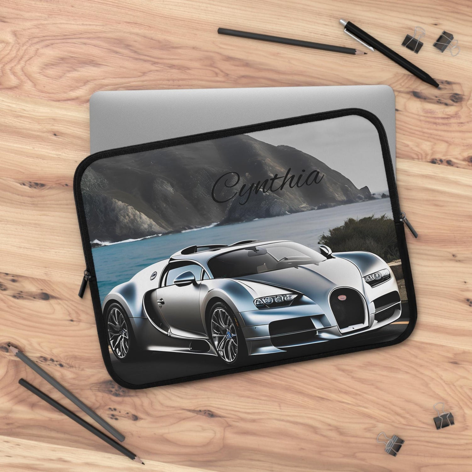 Custom Bugatti Laptop Sleeve, Personalized Tech Case, Car Lovers Gift, Travel Accessory, Unique Design