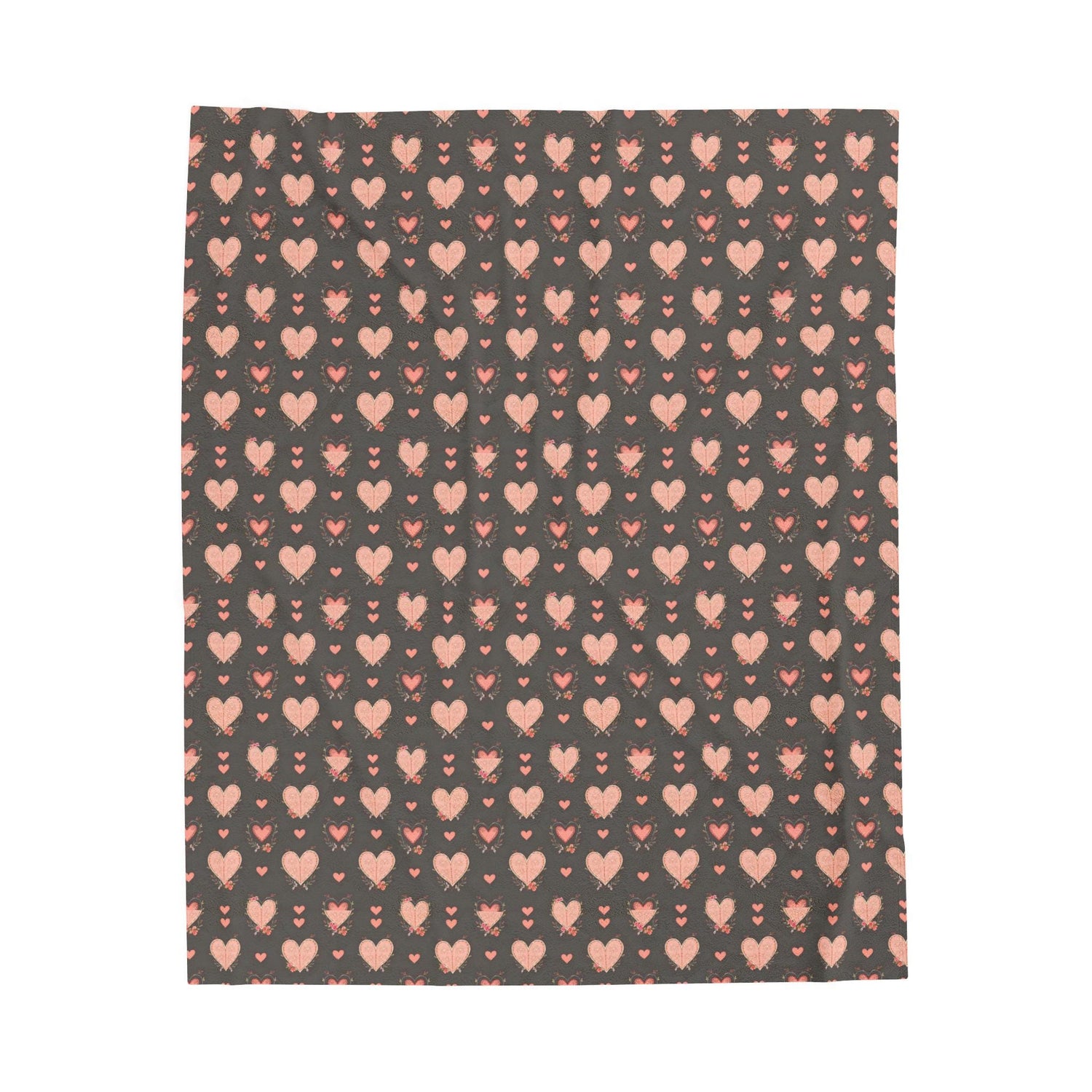 Cozy Heart Pattern Velveteen Plush Blanket, Soft Throw, Valentine&