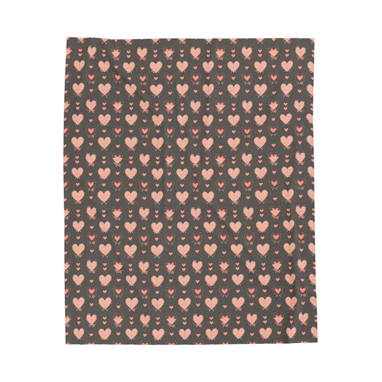 Cozy Heart Pattern Velveteen Plush Blanket, Soft Throw, Valentine&
