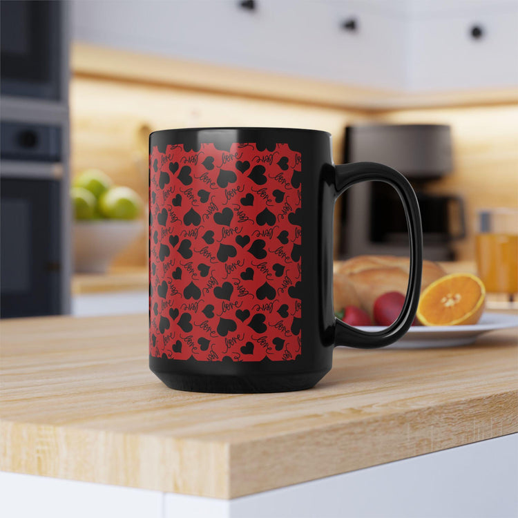 Love Heart Pattern Mug- Perfect Gift for Couples, Home Decor, Valentines Day, Coffee Lovers, Kitchen Accessory
