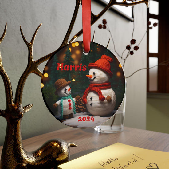 Adorno navideño acrílico personalizado, decoración navideña, adorno de muñeco de nieve, regalo familiar, regalo personalizado 2024