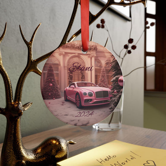 Personalized Acrylic Holiday Ornament, Christmas Decoration, Custom Car Ornament, Unique Gift, Tree Decor 2024, Pink Bentley