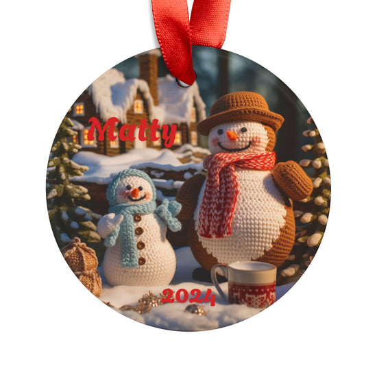 Adorno acrílico de muñeco de nieve personalizado, decoración navideña, recuerdo de Navidad, regalo familiar, decoración de invierno, decoración personalizable