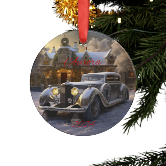 Vintage Car Christmas Ornament, Personalized Holiday Decoration, Festive Keepsake, Family Gift, Winter Wonderland Decor