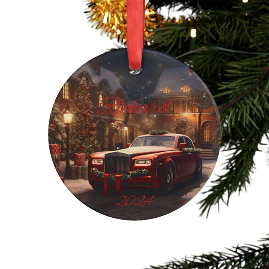 Personalized Christmas Acrylic Ornament, Custom Holiday Decor, Unique Gift for Family, 2024 Keepsake, Festive Tree Decoration, Rolls Royce