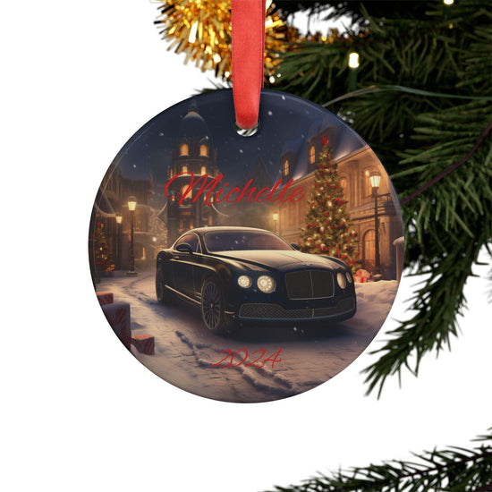 Personalized Acrylic Ornament, Holiday Decor, Custom Car Ornament, Christmas Gift, Keepsake Decoration, Winter Wonderland, Black Bentley