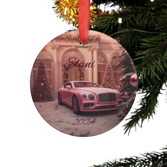Personalized Acrylic Holiday Ornament, Christmas Decoration, Custom Car Ornament, Unique Gift, Tree Decor 2024, Pink Bentley