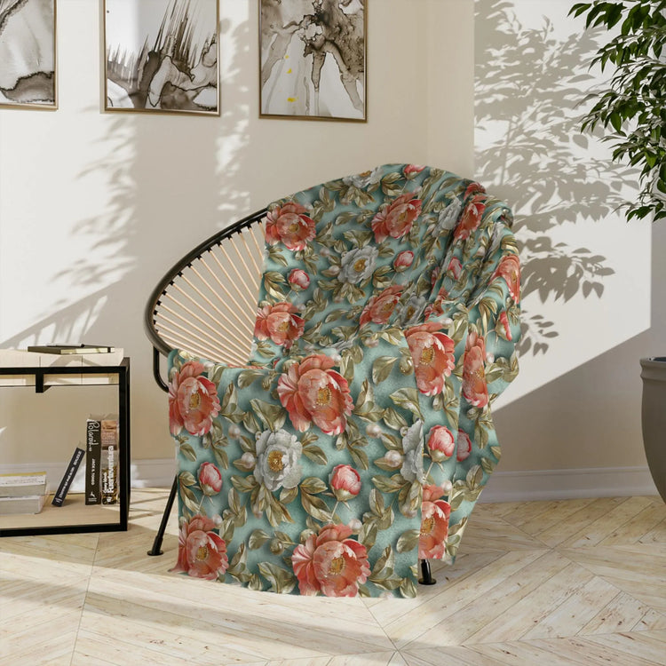 Vintage Floral Velveteen Blanket | Cozy Home Decor, Gift for Her, Bedroom Throw, Elegant Picnic Blanket, Art Print