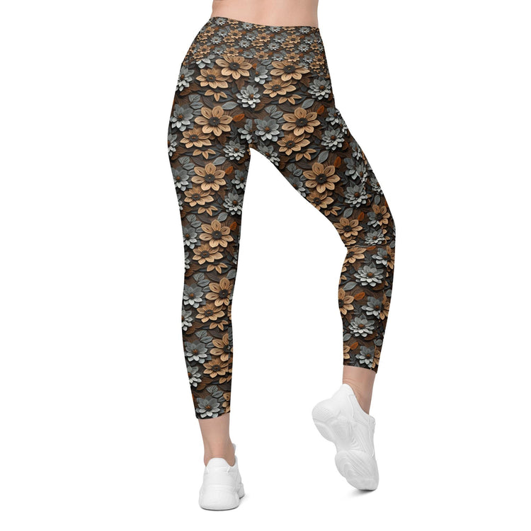 Warm Floral All-Over Print Leggings with Pockets – Stylish & Comfortable Everyday Wear