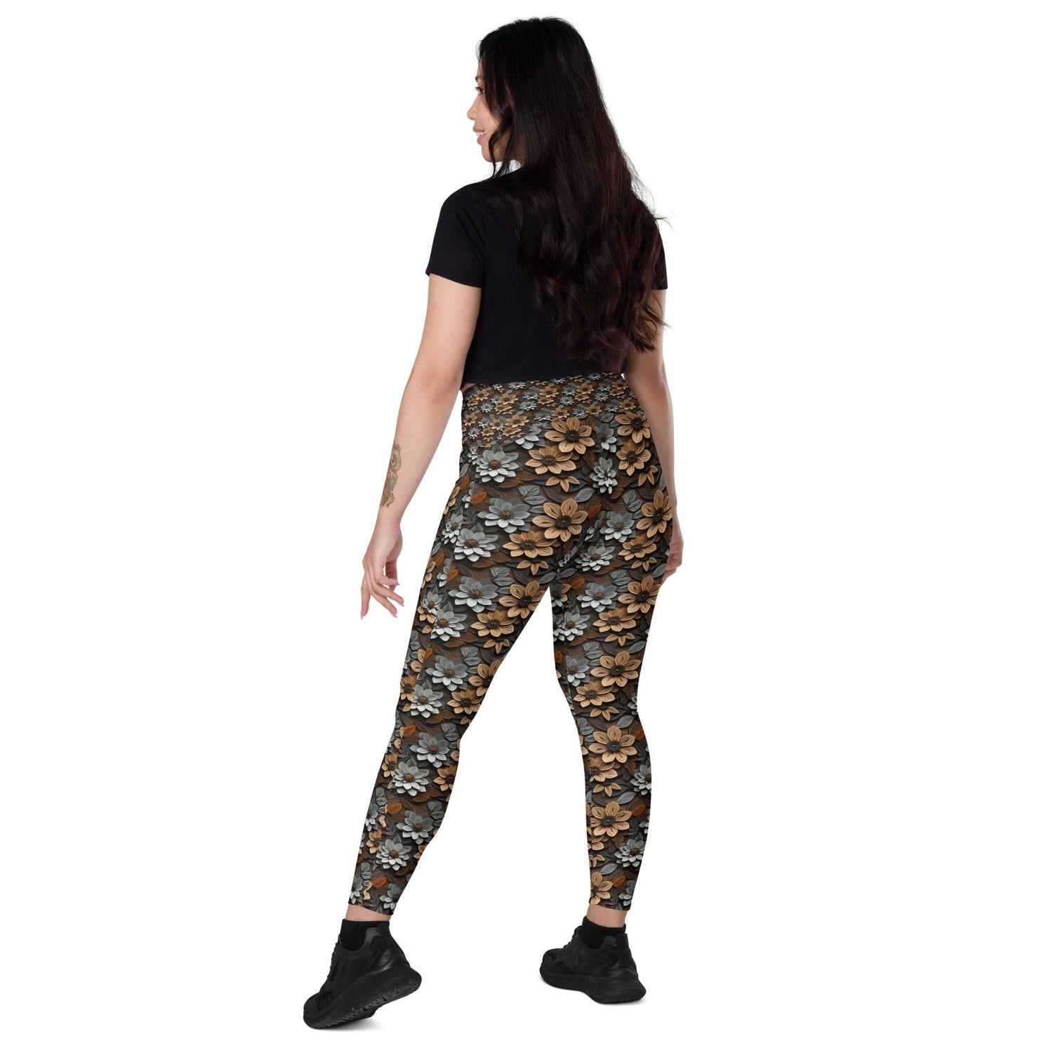 Warm Floral All-Over Print Leggings with Pockets – Stylish & Comfortable Everyday Wear