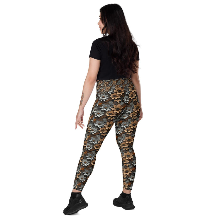 Warm Floral All-Over Print Leggings with Pockets – Stylish & Comfortable Everyday Wear