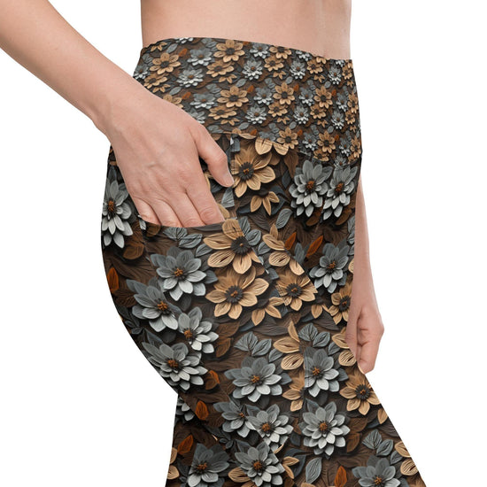 Warm Floral All-Over Print Leggings with Pockets – Stylish & Comfortable Everyday Wear