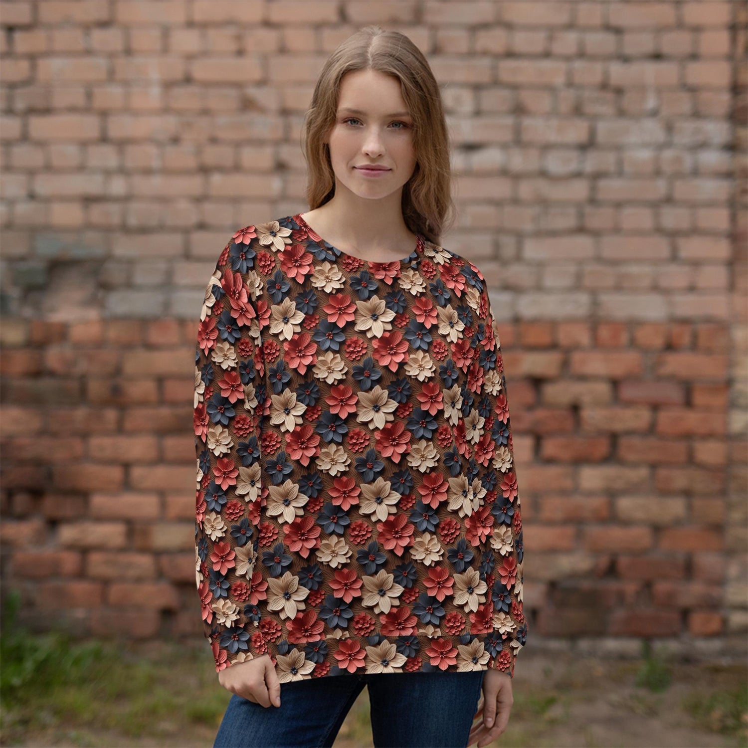 Bright Floral All-Over Pattern Sweatshirt for Women – Vibrant & Cozy Floral Sweatshirt for Every Season