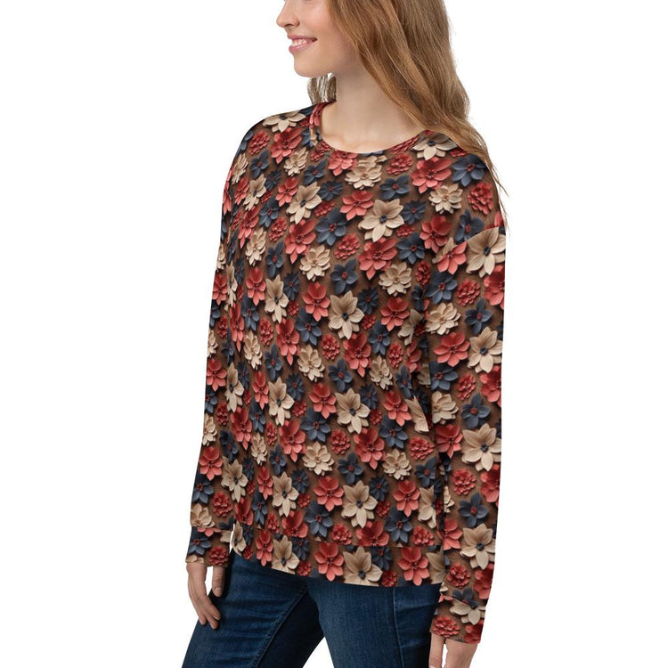 Bright Floral All-Over Pattern Sweatshirt for Women – Vibrant & Cozy Floral Sweatshirt for Every Season