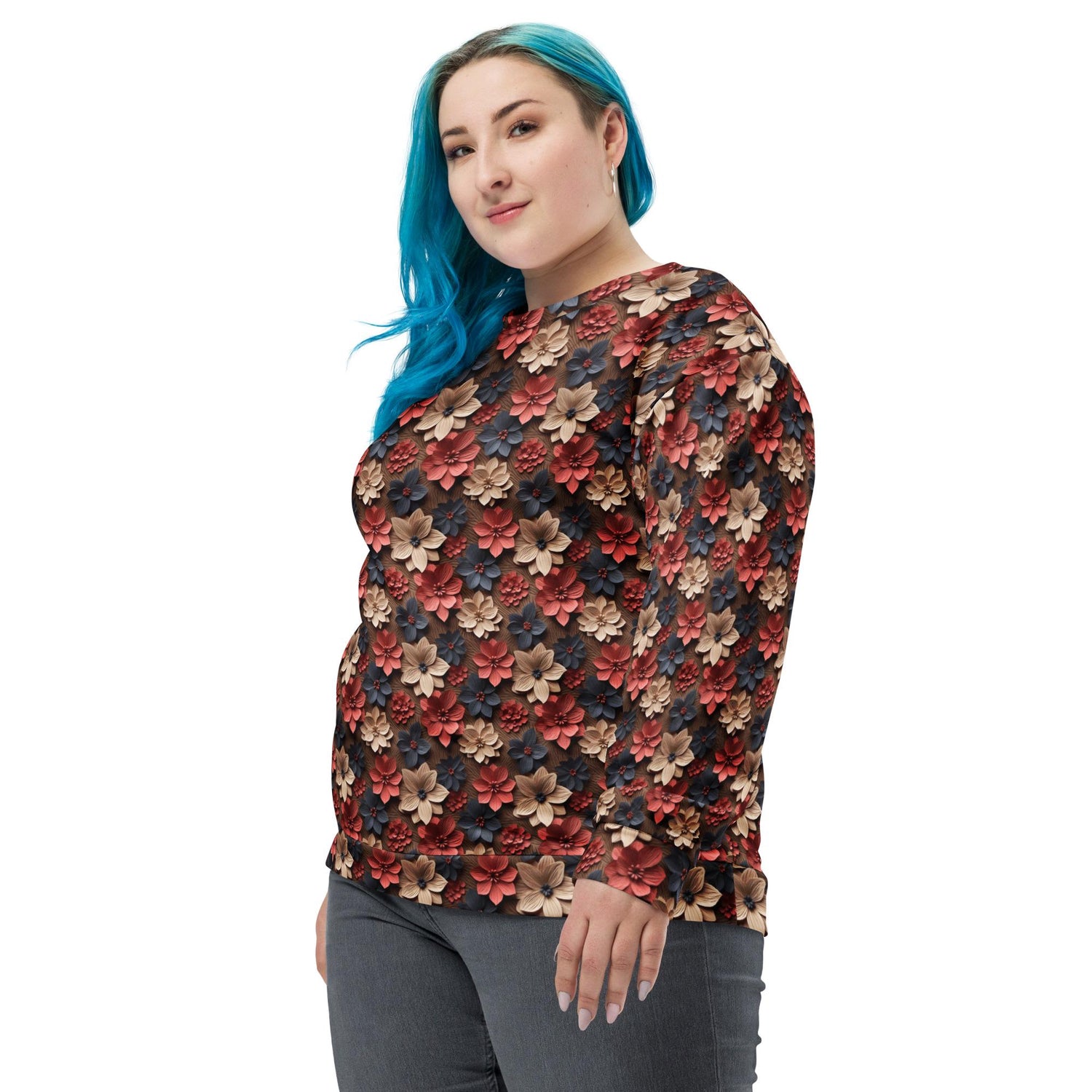 Bright Floral All-Over Pattern Sweatshirt for Women – Vibrant & Cozy Floral Sweatshirt for Every Season