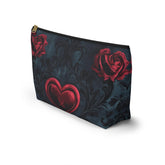 Romantic Floral Accessory Pouch, Heart Design Makeup Bag, Perfect for Gifts, Travel Organizer, Evening Out, Valentine&