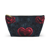Romantic Floral Accessory Pouch, Heart Design Makeup Bag, Perfect for Gifts, Travel Organizer, Evening Out, Valentine&