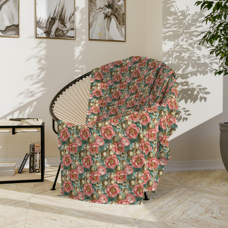 Cozy Floral Velveteen Microfiber Blanket, Soft Throw for Home Decor, Perfect Gift for Birthdays, Weddings, and Holidays, Bedspread, Picnic