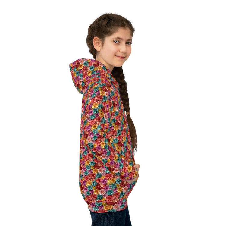 Colorful Floral Children Hoodie, Unique Kids Gift, Fun Rainy Day Wear, Cozy Playtime Apparel, Birthday or Holiday Present for Girl The Aurora Touch