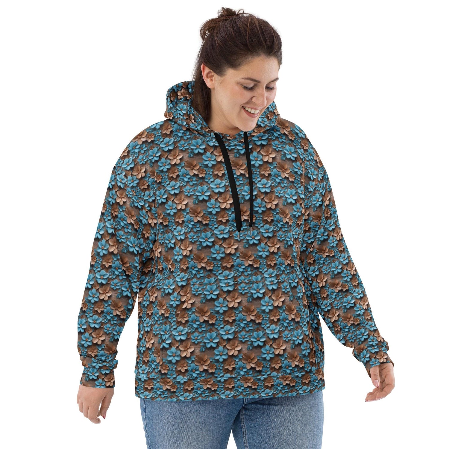 Warm Vibrant 3D Floral All Over Print Hoodie for Women - Stylish Cozy, Perfect for Fall & Winter